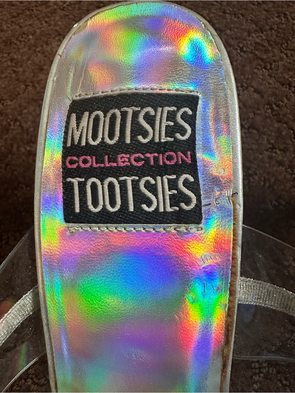 Mootsies Tootsies Gilette Sz 7.5 Clear Strap Silver Holographic Block Heels Y2k - Picture 8 of 8
